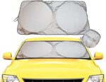 kinder Fluff Sonnenschutz Auto Frontscheibe –Zertifiziert Windschutz Abdeckung Sonnenschutz Auto Zubehör Innenraum Blockiert 99,8% UV-Strahlen mit 210T Reflektierend Sonnenschirm abdeckung fur lkw,car