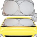 kinder Fluff Sonnenschutz Auto Frontscheibe –Zertifiziert Windschutz Abdeckung Sonnenschutz Auto Zubehör Innenraum Blockiert 99,8% UV-Strahlen mit 210T Reflektierend Sonnenschirm abdeckung fur lkw,car
