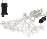 ECD Germany LED Schneeflocken Lichtervorhang 100 cm 40 LEDs & Sterne+Tannenbäume, Fenster Lichtervorhang 220cm mit 138 LEDs WarmweissWeihnachtsdeko Fensterdeko für Innen/Aussen, Weihnachten Lichterkette Weihnachtsbeleuchtung – Bild 2