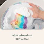 TranquilBeauty Magische Regenbogen- Badebomben für Kinder | | Badebomben Kinder mit 3 Bunten Badezusätzen | Bio, Natürlich, Vegan, Nicht Irritierend, Tierversuchsfrei mit Kokosnussduft – Bild 4