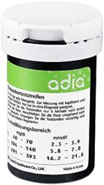 adia Blutzuckerteststreifen, Vorteilspackung zur Blutzucker-Kontrolle bei Diabetes (Zucker-Krankheit), für das adia-Blutzuckermessgerät (hier nicht enthalten) – Bild 7