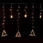 ECD Germany LED Schneeflocken Lichtervorhang 100 cm 40 LEDs & Sterne+Tannenbäume, Fenster Lichtervorhang 220cm mit 138 LEDs WarmweissWeihnachtsdeko Fensterdeko für Innen/Aussen, Weihnachten Lichterkette Weihnachtsbeleuchtung – Bild 5