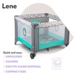 LIONELO LENE Baby Laufstall, Kinderbett, Reisebett ab Geburt bis 15 kg, Seiteneingang, Sicherungssystem LockGuard, Blockade der Räder, Tragetasche, zusammenklappbar – Bild 5