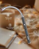 VEHHE Lichtbogen Feuerzeug Elektrisch, USB Aufladbares Elektro LED-Display Stabfeuerzeug Langer Flexibler Hals Geeignet für Küche,Kerzen,Gasherde,Grill – Bild 3