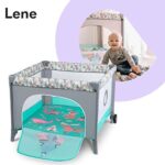 LIONELO LENE Baby Laufstall, Kinderbett, Reisebett ab Geburt bis 15 kg, Seiteneingang, Sicherungssystem LockGuard, Blockade der Räder, Tragetasche, zusammenklappbar – Bild 3