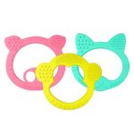 Silikon Beissring Baby 3er Set, Beissring Baby BPA frei,Baby Beissring aus weichem Silikon zur Zahnungshilfe und Massage mit Griff – Bild 9