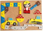 Lena 65828 Hammerspiel, Nagelspiel mit 64 bunten 8 Baustellen Teilen, Grundplatte aus Kork ca. 28 x 19,5 cm, Hammer und Nägel, Klopfspiel für Kinder ab 3 Jahre, Hämmerchenspiel – Bild 3