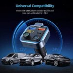 UNBREAKcable Bluetooth 5.0 FM Transmitter Auto Radio Adapter - 38W PD & QC3.0 Schnelles Autoladegerät, Blaue LED Backlit, Bass Verstärker, Freisprechfunktion, Siri und Google Assistant Unterstützung – Bild 6