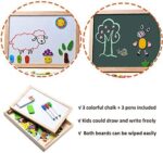 Uping magnetisches Holzpuzzle Staffelei doppelseitige Tafel Holzbrett Doodle 100 Stücke für ab 3 jahre Kinder Wald and Tier – Bild 3
