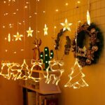 138 LED Lichtervorhang, LED Lichterkette mit Sterne & Weihnachtsmuster, Weihnachtsbeleuchtung Innen Außen Wasserdicht Dekoration für Weihnachtsdeko – Bild 5