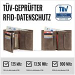 KORUTA Herren Leder Geldbörse mit RFID Schutz, 13 Fächer, Münzfach, Echtleder – Bild 5