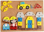 Lena 65828 Hammerspiel, Nagelspiel mit 64 bunten 8 Baustellen Teilen, Grundplatte aus Kork ca. 28 x 19,5 cm, Hammer und Nägel, Klopfspiel für Kinder ab 3 Jahre, Hämmerchenspiel – Bild 5