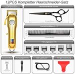 Haarschneidemaschine Profi, CIICII Haarschneider Herren Haartrimmer Bartschneider Set (12Pcs USB Schnurlos LCD Anzeige Wiederaufladbar Akku Haarscherer Pflegeset) für DIY Hause Friseur – Bild 3