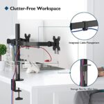 BONTEC Monitor Halterung 2 Monitore für 13-27 Zoll Flach & Curved Bildschirm, Monitor Tischhalterung Höhenverstellbar Neigbar Schwenkbar Drehungbar, 10 kg pro Arm, VESA 75x75, 100x100 – Bild 4