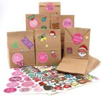 Adventskalender zum Befüllen 2022 - DIY Weihnachtskalender zum Selbst Befüllen mit Papiertüten und Zahlen Aufkleber - Adventkalender Kinder Erwachsene