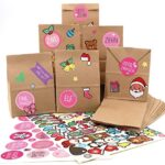 Adventskalender zum Befüllen 2022 - DIY Weihnachtskalender zum Selbst Befüllen mit Papiertüten und Zahlen Aufkleber - Adventkalender Kinder Erwachsene