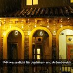 138 LED Lichtervorhang, LED Lichterkette mit Sterne & Weihnachtsmuster, Weihnachtsbeleuchtung Innen Außen Wasserdicht Dekoration für Weihnachtsdeko – Bild 3