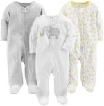 Simple Joys by Carter's Unisex Baby Baumwoll-Strampler mit Fuss, 3er-Pack