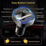 Bluetooth-FM-Transmitter für Auto, blaues Ambiente-Ringlicht, kabelloses Radio, Auto-Empfänger-Adapter-Kit mit Freisprecheinrichtung, Dual-USB-Ladegerät, 5 V/2,4 A und 1 A, unterstützt SD-Kart – Bild 7