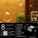 138 LED Lichtervorhang, LED Lichterkette mit Sterne & Weihnachtsmuster, Weihnachtsbeleuchtung Innen Außen Wasserdicht Dekoration für Weihnachtsdeko – Bild 2