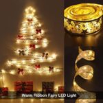 Glänzende Band Lichterkette,10m 100 LED Weihnachtsbaum Band, Ribbon Lights Christmas Tree, Weihnachts Lichterkette Sterne dekorative Lichterr Für Party, Weihnachtsbaum Deko Lichterketten UrlaubDekor [Energieklasse A+++] – Bild 2