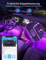 Govee LED Innenbeleuchtung Auto, 4pcs 48 LED Auto LED Strip, Upgrade Zwei-Linien-Design, Wasserdicht Beleuchtung APP Steuerbare mehrfarbig Musik Innenbeleuchtung mit Zigarettenanzünder – Bild 6