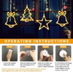Qedertek LED Weihnachtsbeleuchtung, 10 LED Lichtervorhang Warmweiss Batteriebetriebene mit Saugnäpfe, Timer, Fenster Lichterkette Innen für Weihnachten Deko, Party, Hochzeit – Bild 4