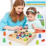 COOLJOY Magnetisches Angelspiel Holzspielzeug 2 in 1 Montessori Lernspielzeug Motorikspielzeug Magnettafel Holz Fischspielzeug Geschenk für Kinder ab 3 Jahre Autorisiertes Patent – Bild 6