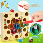COOLJOY Magnetisches Angelspiel Holzspielzeug 2 in 1 Montessori Lernspielzeug Motorikspielzeug Magnettafel Holz Fischspielzeug Geschenk für Kinder ab 3 Jahre Autorisiertes Patent – Bild 3