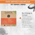 SANTE Naturkosmetik Feste Seife zum Duschen für zarte Haut, Vegane Formel mit Bio Orange und Mango, Feste Happiness Duschpflege, 1 x 80 g – Bild 4