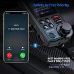 Nulaxy Bluetooth FM Transmitter Auto, starker Mikrofon Bluetooth Autoradio Adapter mit 1,8-Zoll-Farbbildschirm für Freisprechanrufe, unterstützt QC3.0-Aufladung, Höhen und Bass Sound Musikplayer-KM30 – Bild 2