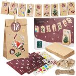 Adventskalender zum Befüllen Schöner 2022 Adventskalender zum Selbstbefüllen mit Tüten und Zahlen Aufkleber – DIY Adventkalender Erwachsene, Adventkalender Kinder – Adventskalender Selber Befüllen