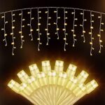 SALCAR Eisregen Lichterkette Aussen, LED Lichtervorhang Fenster Weihnachten, Weihnachtsbeleuchtung Innen 31V mit 8 Beleuchtungsmodi und Memory-Funktion