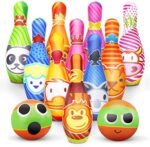 Dreamon Kegelspiel für Kinder Outdoor Garten Spielzeug Dosenwerfen Kinder Bowling Ball Set mit 10 Kegel und 2 Bälle Geschenke Montessori Spiele ab 3 Jahren Junge Mädchen