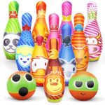 Dreamon Kegelspiel für Kinder Outdoor Garten Spielzeug Dosenwerfen Kinder Bowling Ball Set mit 10 Kegel und 2 Bälle Geschenke Montessori Spiele ab 3 Jahren Junge Mädchen
