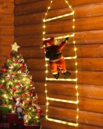 LED Weihnachtsmann Leiter Lichterkette, Geemoo 0.75M LED Weihnachtsbeleuchtung Strombetrieben mit Timer, Speicherfunktion, 8 Modi, für Innen Aussen Weihnachtsbaum Fenster Weihnachten Deko