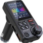 Nulaxy Bluetooth FM Transmitter Auto, starker Mikrofon Bluetooth Autoradio Adapter mit 1,8-Zoll-Farbbildschirm für Freisprechanrufe, unterstützt QC3.0-Aufladung, Höhen und Bass Sound Musikplayer-KM30