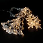 ECD Germany LED Schneeflocken Lichtervorhang 100 cm 40 LEDs & Sterne+Tannenbäume, Fenster Lichtervorhang 220cm mit 138 LEDs WarmweissWeihnachtsdeko Fensterdeko für Innen/Aussen, Weihnachten Lichterkette Weihnachtsbeleuchtung – Bild 3
