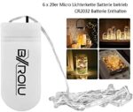 BXROIU 6 x 20er Micro LED Lichterkette mit CR2032 Batterie betrieb Auf 2 Meter Silberdraht für Party, Garten, Weihnachten, Halloween, Hochzeit, Beleuchtung Deko – Bild 3
