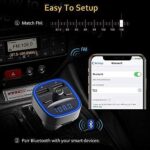 Bluetooth-FM-Transmitter für Auto, blaues Ambiente-Ringlicht, kabelloses Radio, Auto-Empfänger-Adapter-Kit mit Freisprecheinrichtung, Dual-USB-Ladegerät, 5 V/2,4 A und 1 A, unterstützt SD-Kart – Bild 6
