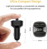Bluetooth-FM-Transmitter für Auto, blaues Ambiente-Ringlicht, kabelloses Radio, Auto-Empfänger-Adapter-Kit mit Freisprecheinrichtung, Dual-USB-Ladegerät, 5 V/2,4 A und 1 A, unterstützt SD-Kart – Bild 8