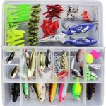 Vicloon 120 PCS Angeln Köder gemischt einschliesslich Spinner, VIB, Höhenhaken, Einzelhaken, Drehgelenke, Zangen, Führer, etc. für Süsswasser-Salzwasser-Fischen
