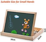 Uping magnetisches Holzpuzzle Staffelei doppelseitige Tafel Holzbrett Doodle 100 Stücke für ab 3 jahre Kinder Wald and Tier – Bild 6