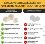 LED Kugel 3er Set Glaskugel warmweiss mit Batterie, Timer, Kratzschutz, Wunderschöne LED Deko Kugeln innen, Leuchtdeko Glaskugeln, Fensterbank Deko Wohnung modern, Fensterbank Lampe, Flur Dekoration – Bild 2