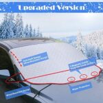 Tevlaphee Autoscheibenabdeckung – Frontscheibe Schutz gegen Schnee, Eis, Frost & Sonne mit Magnet – Bild 3