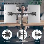 BONTEC Monitor Halterung 2 Monitore für 13-27 Zoll Flach & Curved Bildschirm, Monitor Tischhalterung Höhenverstellbar Neigbar Schwenkbar Drehungbar, 10 kg pro Arm, VESA 75x75, 100x100 – Bild 2