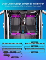 Govee LED Innenbeleuchtung Auto, 4pcs 48 LED Auto LED Strip, Upgrade Zwei-Linien-Design, Wasserdicht Beleuchtung APP Steuerbare mehrfarbig Musik Innenbeleuchtung mit Zigarettenanzünder – Bild 7