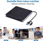 External DVD Drive, Amicool USB 3.0 Type C CD DVD +/-RW Optical Drive USB C Burner Slim CD/DVD ROM Rewriter Writer Reader Portable for PC Laptop Desktop MacBook Mac Windows 7/8.1/10 Linux OS Apple – Bild 5