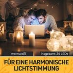LED Kugel 3er Set Glaskugel warmweiss mit Batterie, Timer, Kratzschutz, Wunderschöne LED Deko Kugeln innen, Leuchtdeko Glaskugeln, Fensterbank Deko Wohnung modern, Fensterbank Lampe, Flur Dekoration – Bild 8