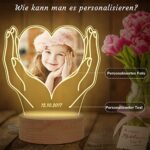 Bemaystar Foto Nachtlampe Personalisiert Herz Fotorahmen Geschenke für Mama und Kinder Fotogeschenke Familiengeschenke Pärchen Geschenke Geburtstag Muttertag Weihnachten Valentinstag – Bild 4